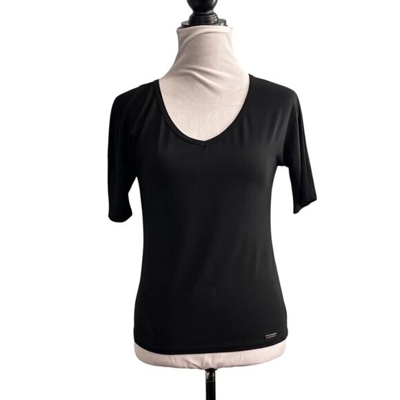 MaxMara V-Neck Short Sleeve Top Black Size Large - Picture 9 of 9